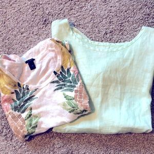 J.Crew Mint Green Linen Top & Sleeveless Top